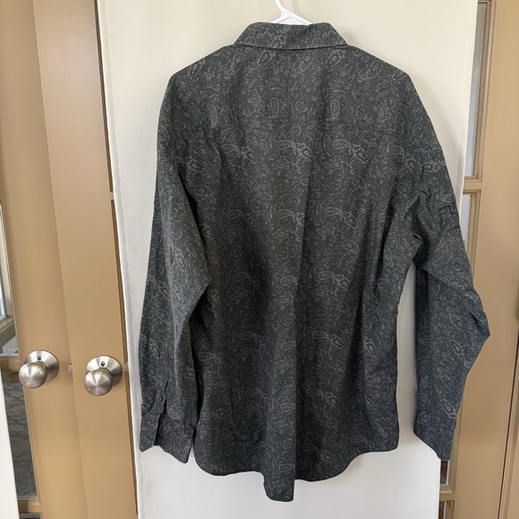 Bugatchi Men's‎ XL Green Paisley Print Long Sleeve Button Down Shirt Top Cotton - Picture 3 of 7